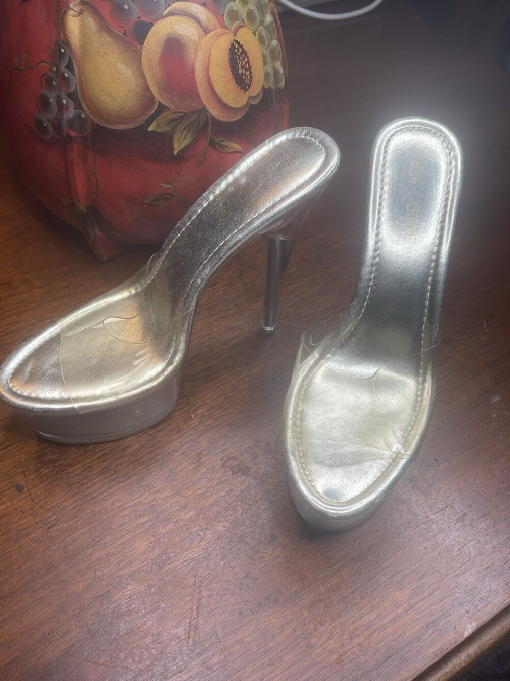 Chase + Chloe Women’s Clear 10M EU 41 Dancer Platform High Heels Party Sandals